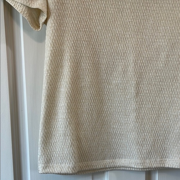 Anthropologie Postage Stamp Creme Textured Top w/ Gold Glitter Thread - Sz Small - Picture 6 of 14
